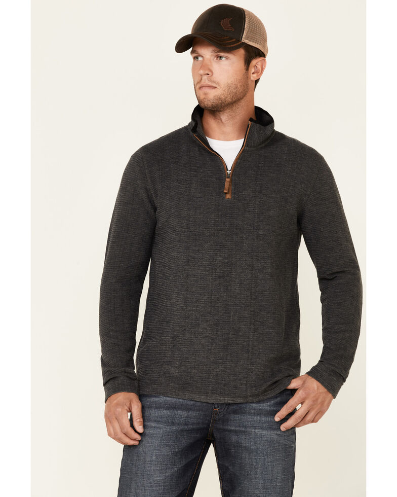 Dakota Grizzly Men's Charcoal Dash 1/4 Zip Heathered Pullover , Charcoal, hi-res