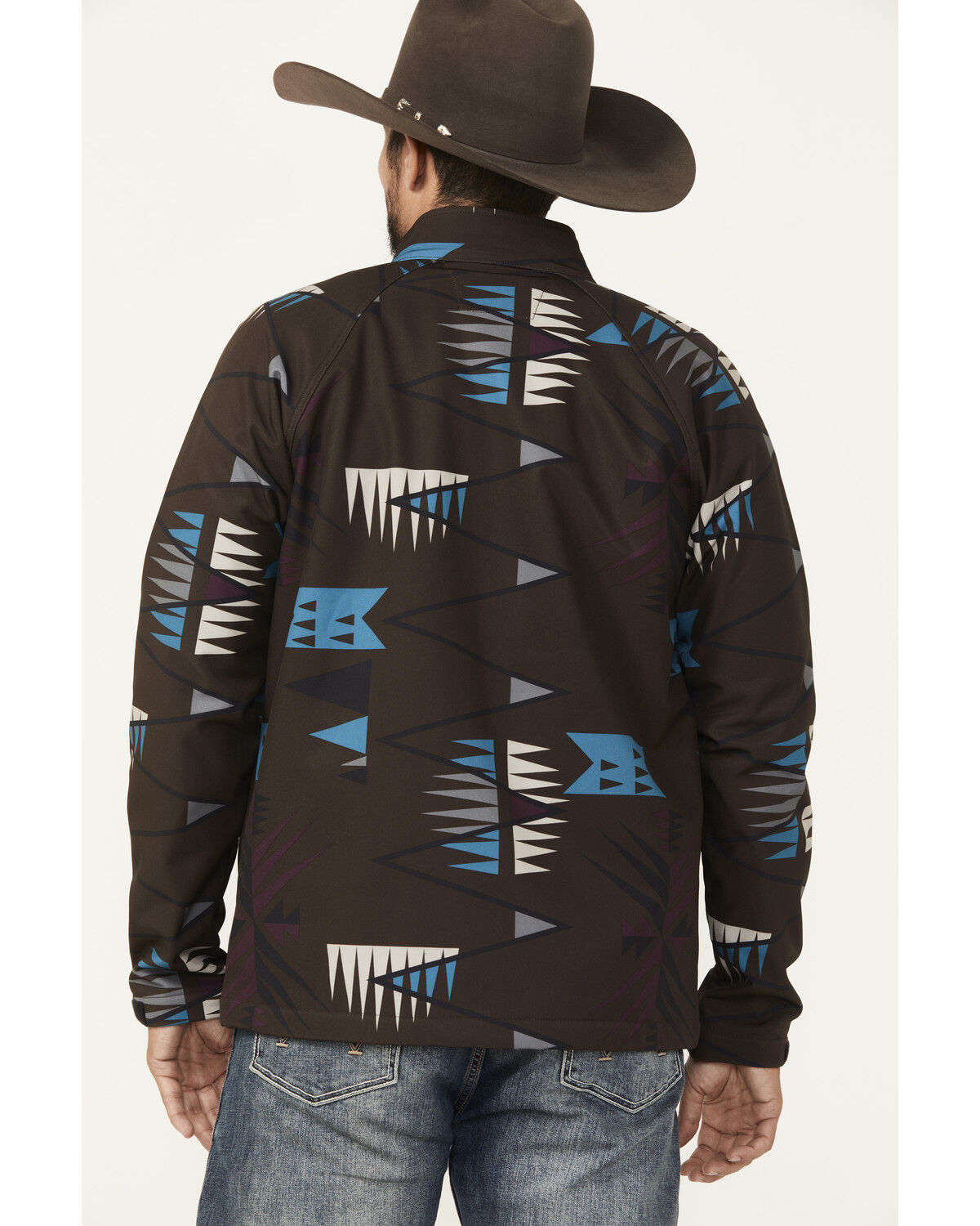 Image #4 - RANK 45® Men's Southwestern Print Softshell Jacket - Tall, Chocolate, hi-res