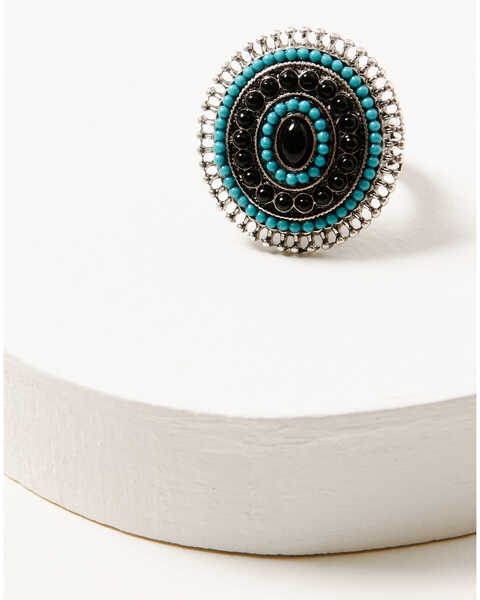 Image #2 - Shyanne Women's Silver & Turquoise Beaded 4-piece Ring Set, Silver, hi-res