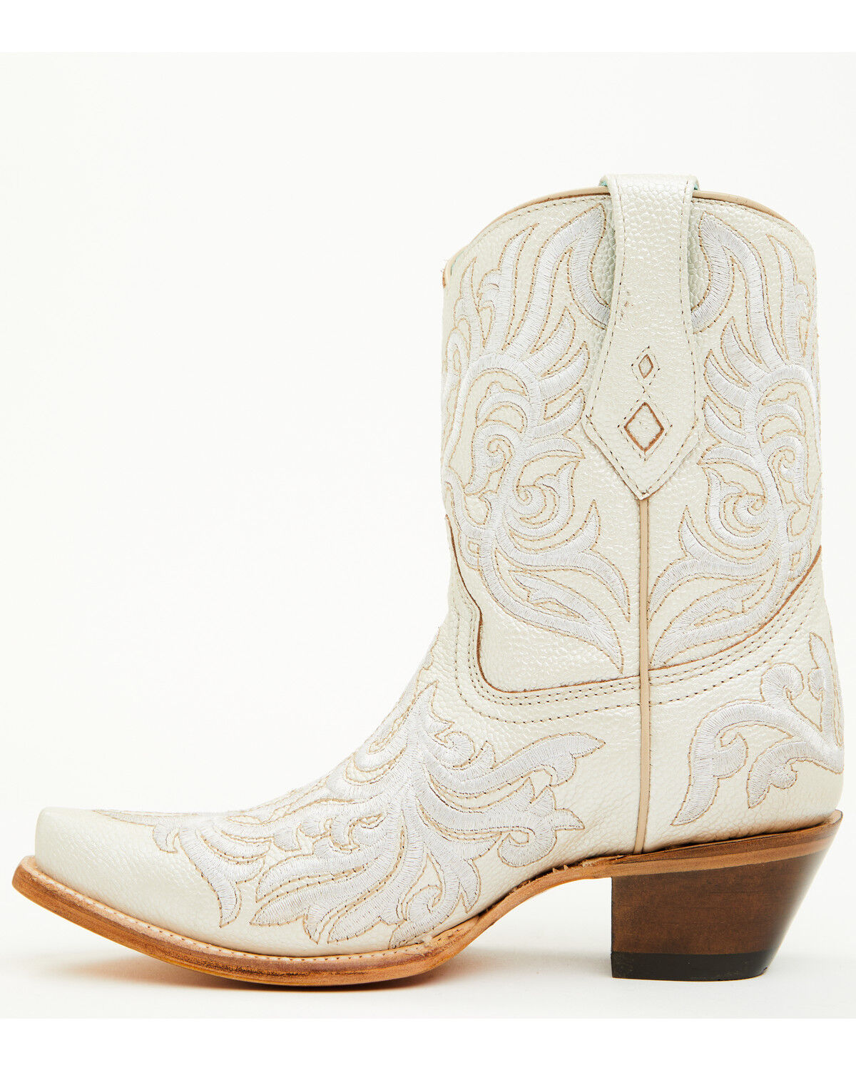 Image #3 - Corral Women's Embroidered Western Ankle Boots - Snip Toe, Ivory, hi-res