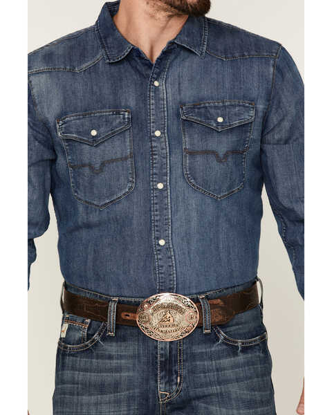 Image #3 - Kimes Ranch Men's Grimes Dark Indigo Wash Denim Long Sleeve Snap Western Shirt , Dark Blue, hi-res