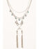 Image #1 - Shyanne Women's Turquoise Pendant & Silver Layered Leaf Fringe Statement Necklace, Silver, hi-res