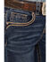 Image #2 - Shyanne Girls' Dark Wash Arrow Embroidered Stretch Bootcut Jeans , Blue, hi-res