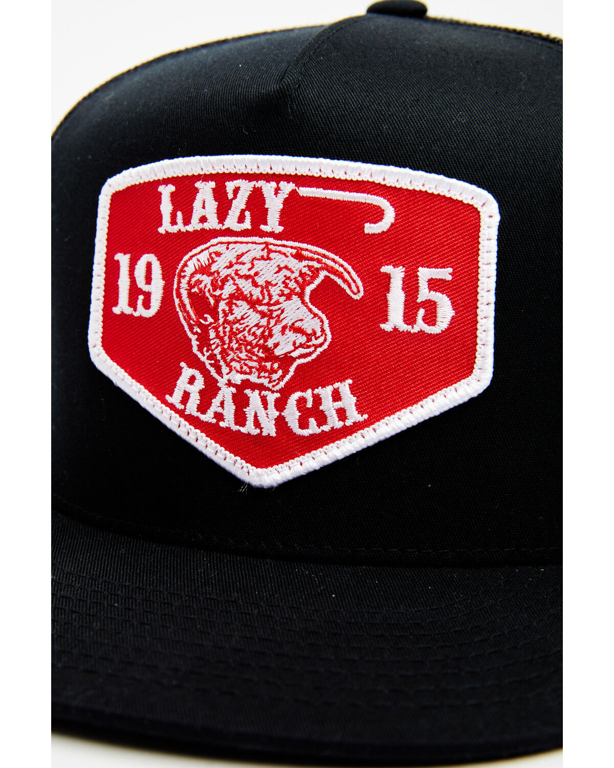 Image #2 - Lazy J Ranchwear Men's Red Ranch Logo Patch Soft-Mesh Ball Cap, Black, hi-res