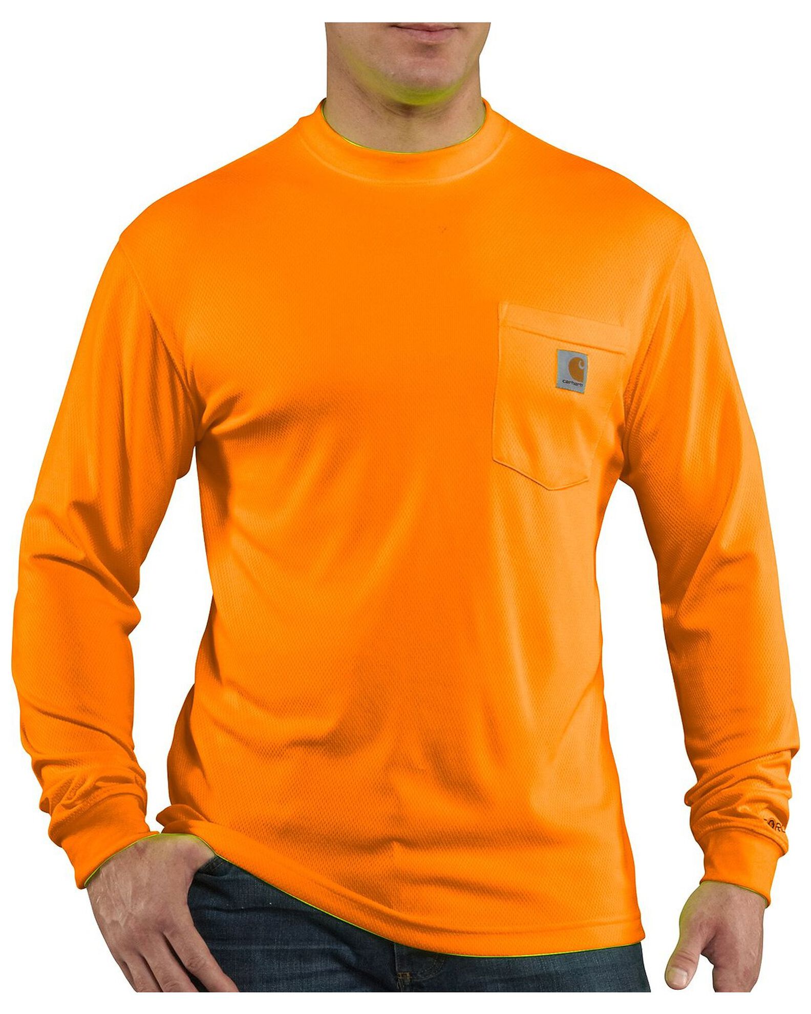 Image #1 - Carhartt Men's Force Color-Enhanced Long Sleeve T-Shirt - Big & Tall, Orange, hi-res