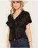 Image #1 - Shyanne Women's Gutch Lace Trim Ruffle Sleeve Shirt, Black, hi-res