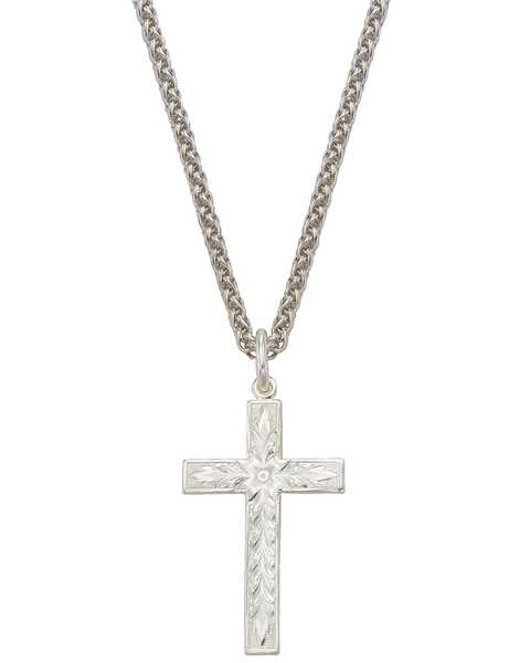 Montana Silversmiths Engraved Cross Charm Necklace, Silver, hi-res