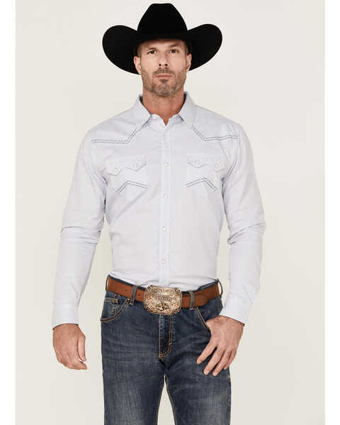 Image #1 - Cody James Men's Sand Creek Tonal Solid Long Sleeve Snap Western Shirt , White, hi-res