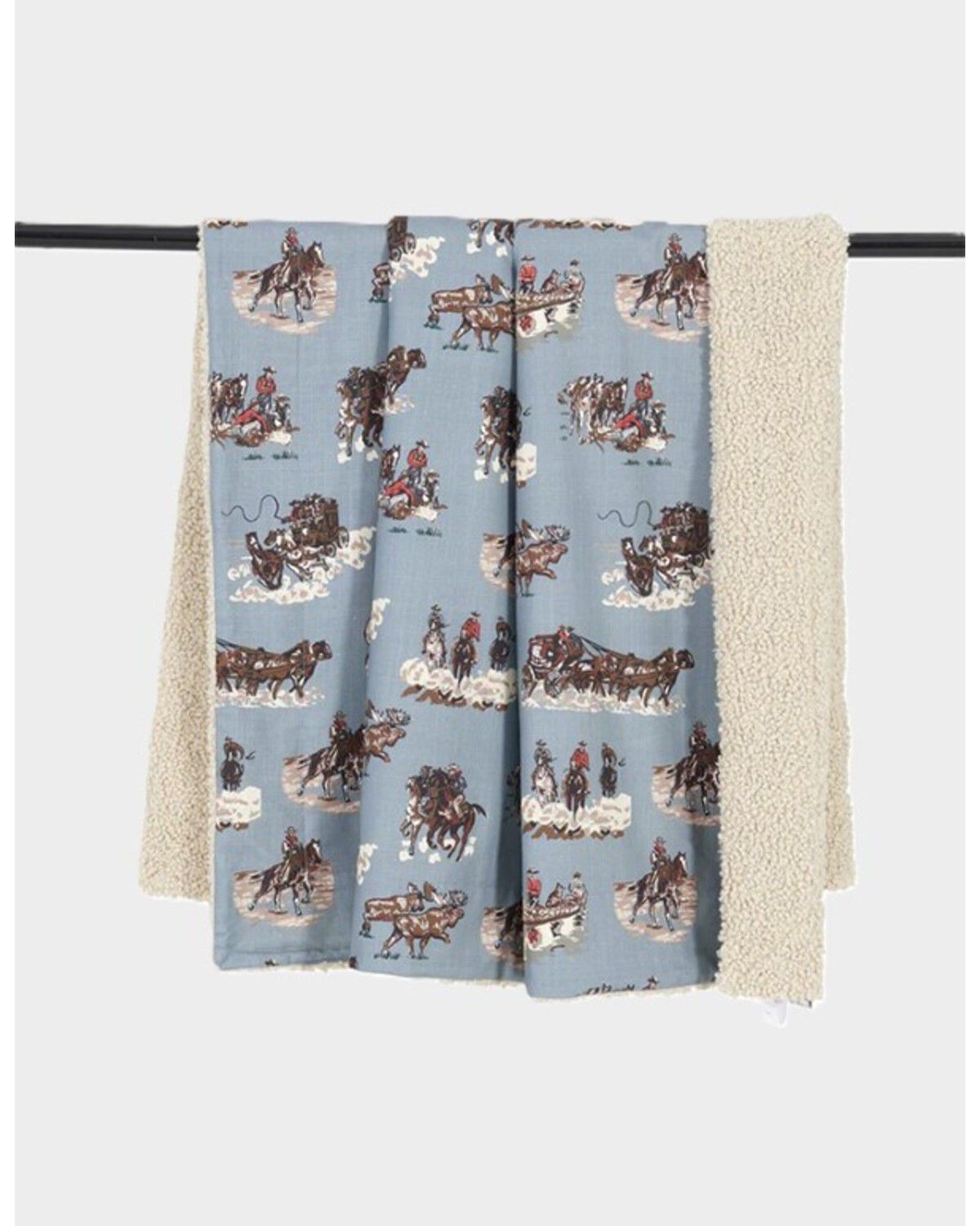 HiEnd Accents Settler Teddy-Backed Throw Blanket, Blue, hi-res