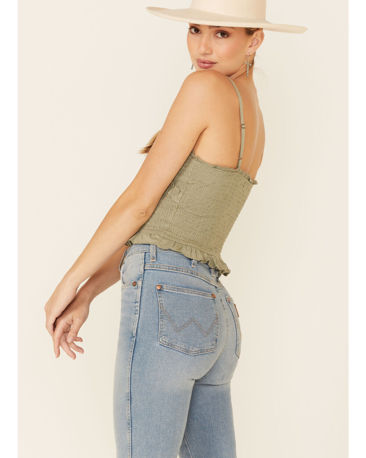 Image #4 - Eyeshadow Women's Smocked Crop Cami, , hi-res