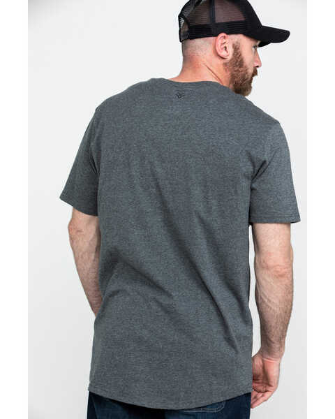 Image #2 - Hawx Men's Pocket Henley Short Sleeve Work T-Shirt - Tall , Charcoal, hi-res