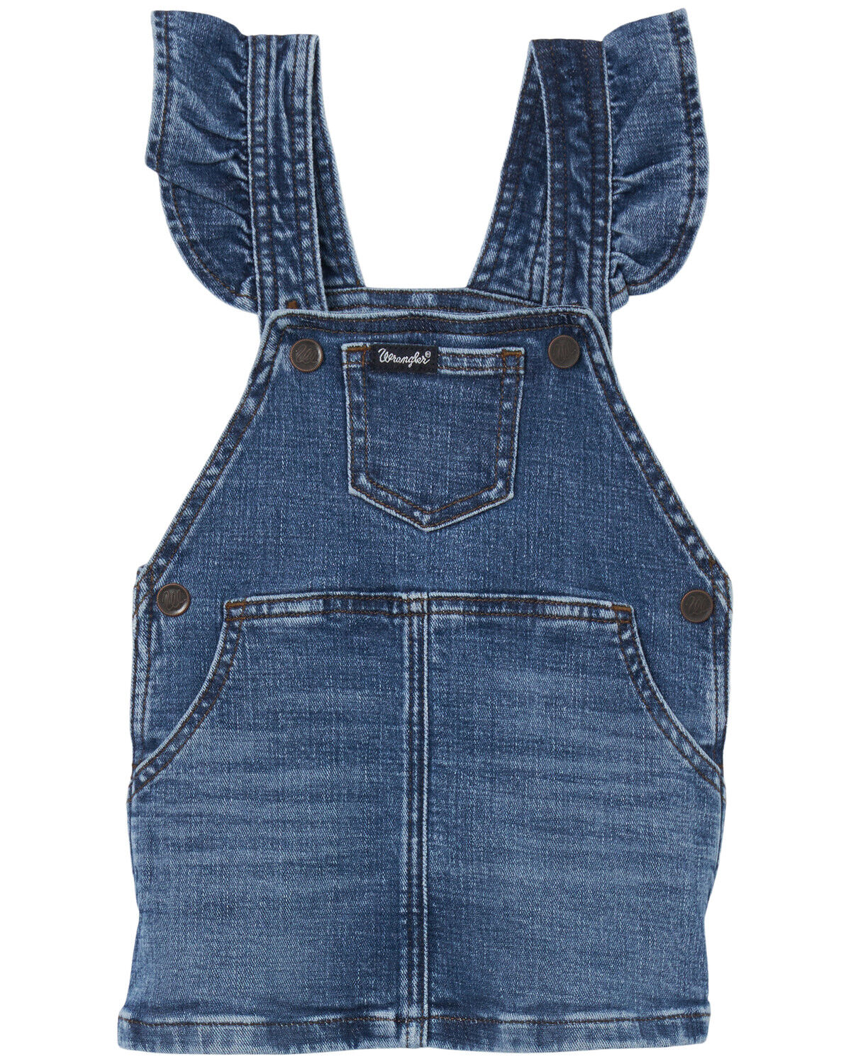 Image #1 - Wrangler Infant Girls' Phoebe Dark Wash Denim Skirtall, Dark Wash, hi-res