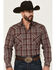 Image #1 - Rough Stock by Panhandle Men's Plaid Print Long Sleeve Pearl Snap Western Shirt, Purple, hi-res