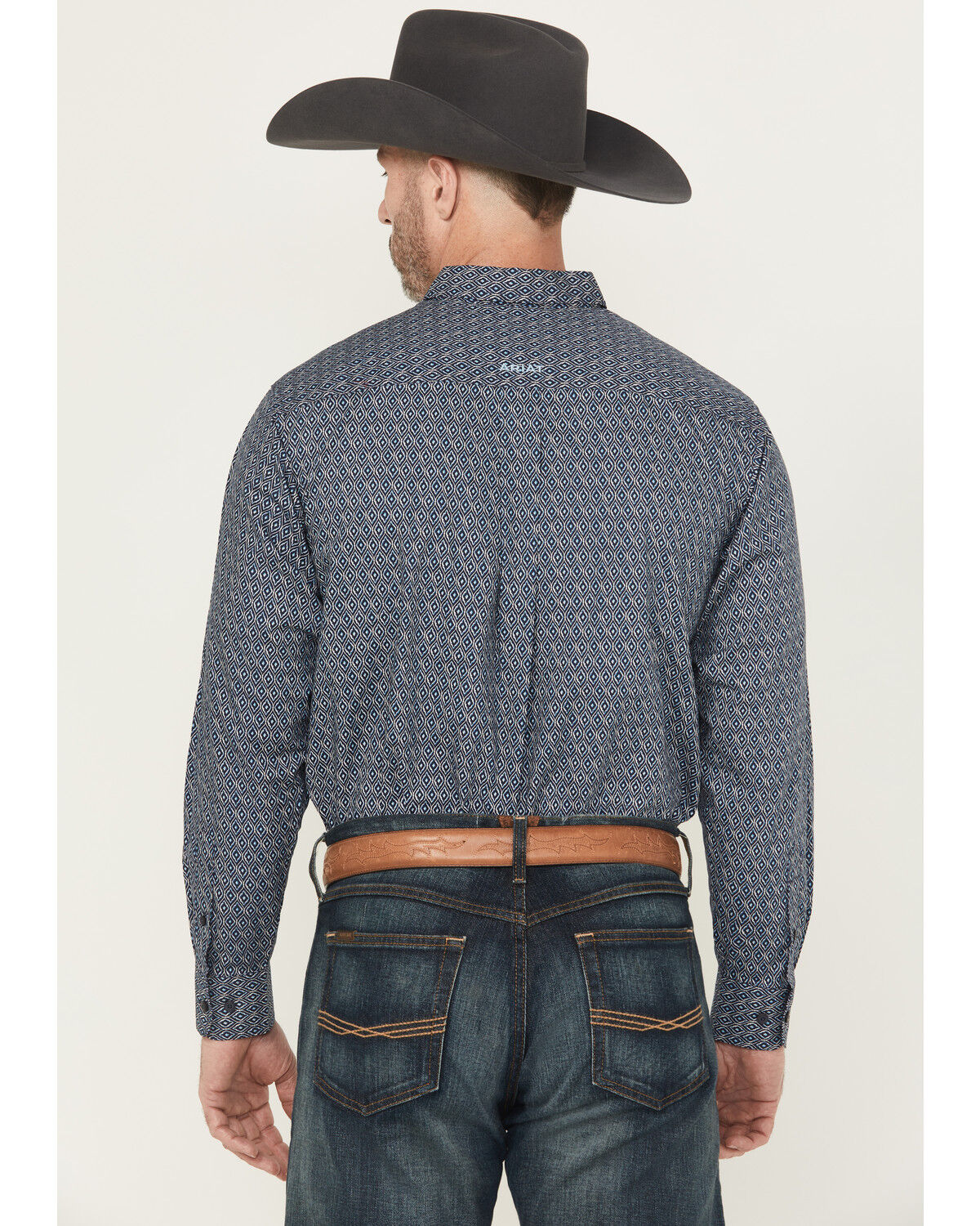 Image #4 - Ariat Men's Colson Geo Print Long Sleeve Button-Down Western Shirt, Navy, hi-res