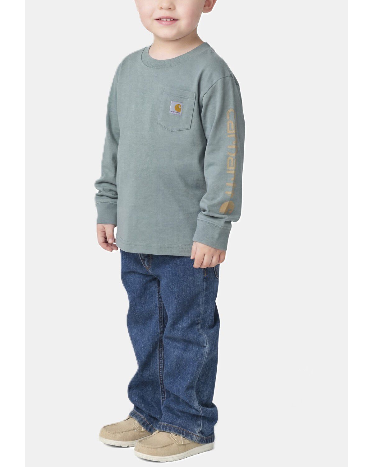 Image #3 - Carhartt Toddler Boys' Pocket Logo Long Sleeve T-Shirt, Green, hi-res