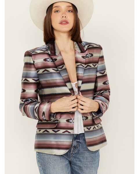 Image #1 - Ariat Women's Southwestern Serape Striped Blazer, Multi, hi-res