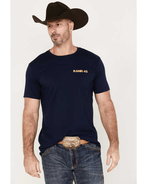 Image #1 - RANK 45® Men's Long Horn Short Sleeve Graphic T-Shirt, Navy, hi-res
