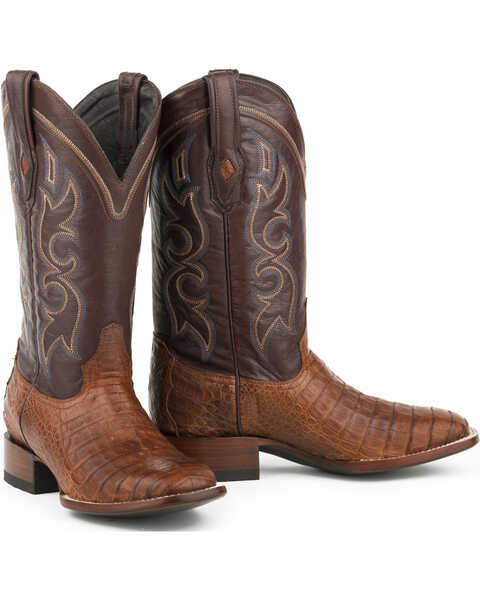 Stetson Men's Caiman Belly Western Boots - Square Toe , Brown, hi-res