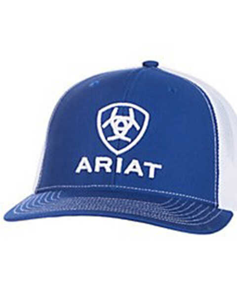 Ariat Men's Shield Logo Mesh Back Trucker Cap, Blue, hi-res