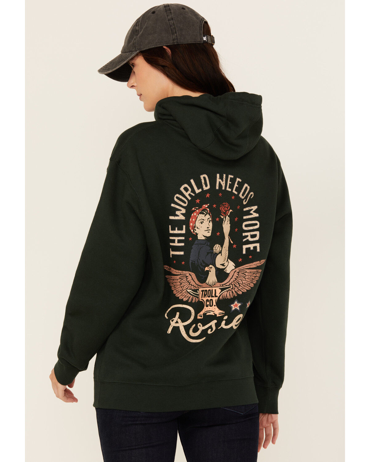 Image #1 - Troll Co Women's Rosie Graphic Hoodie, Forest Green, hi-res