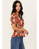 Wild Moss Women's Floral Smocked Top, Rust Copper, hi-res