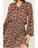 Image #3 - Rock & Roll Denim Women's Ditsy Floral Print Long Sleeve Dress, Rust Copper, hi-res