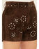 Image #2 - Driftwood Women's High Rise Studded Shorts , Chocolate, hi-res