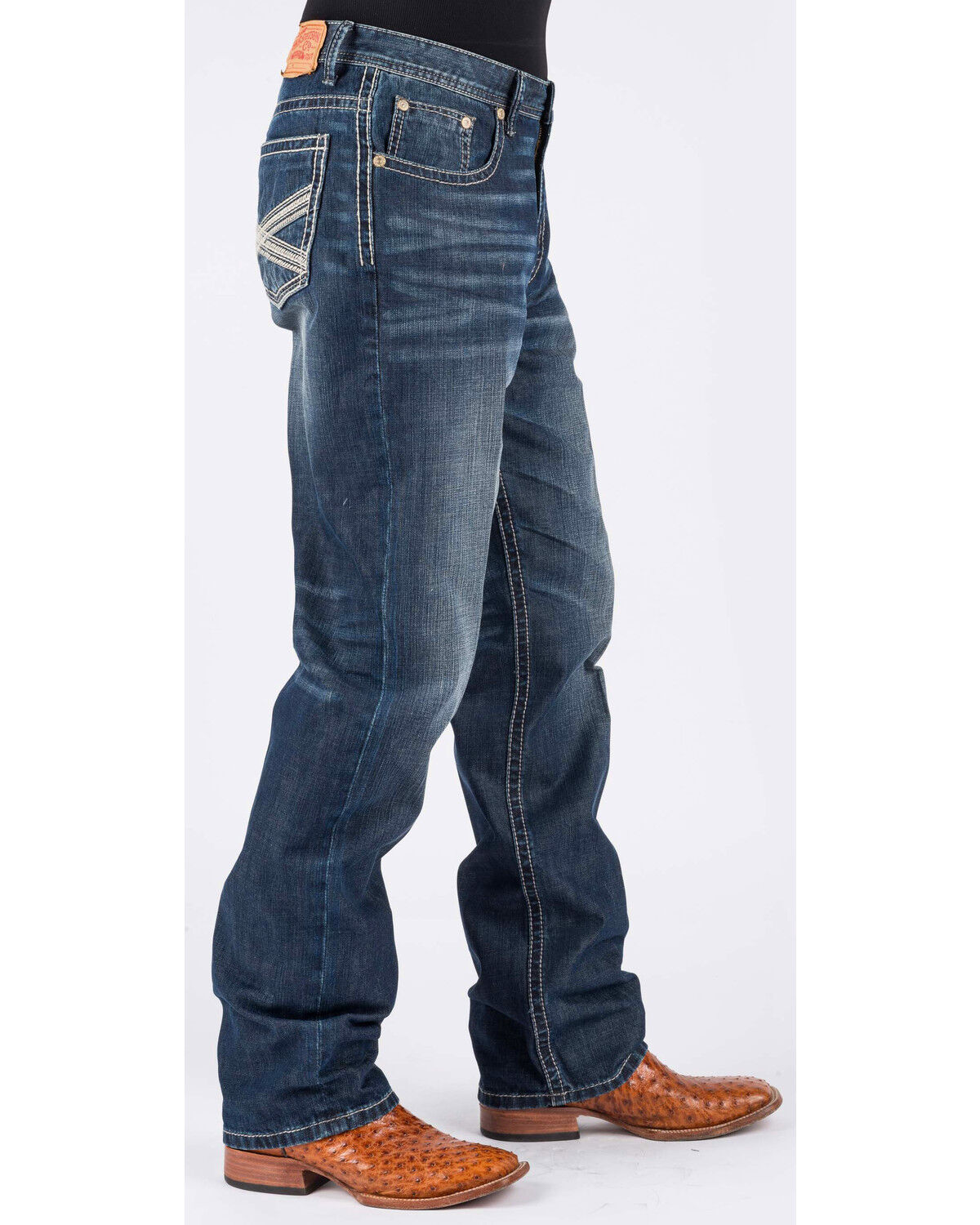 Image #2 - Stetson Men's 1520 Standard Fit Straight Jeans, Blue, hi-res