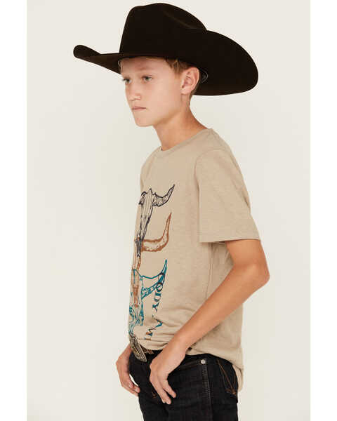 Image #2 - Cody James Boys' Steer Head Short Sleeve Graphic T-Shirt , Camel, hi-res