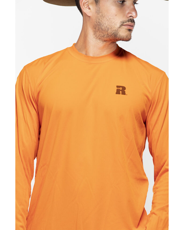 Wrangler Riggs Men's Crew Performance Long Sleeve Work T-Shirt, Bright Orange, hi-res