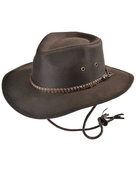 Outback Trading Co. Men's Grizzly UPF 50 Sun Protection Oilskin Hat, Brown, hi-res