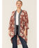 Image #1 - Wild Moss Women's Mauve Border Trim Floral Kimono, Mauve, hi-res