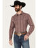 Image #1 - Cody James Men's Mountain Plaid Print Long Sleeve Snap Western Shirt, Turquoise, hi-res