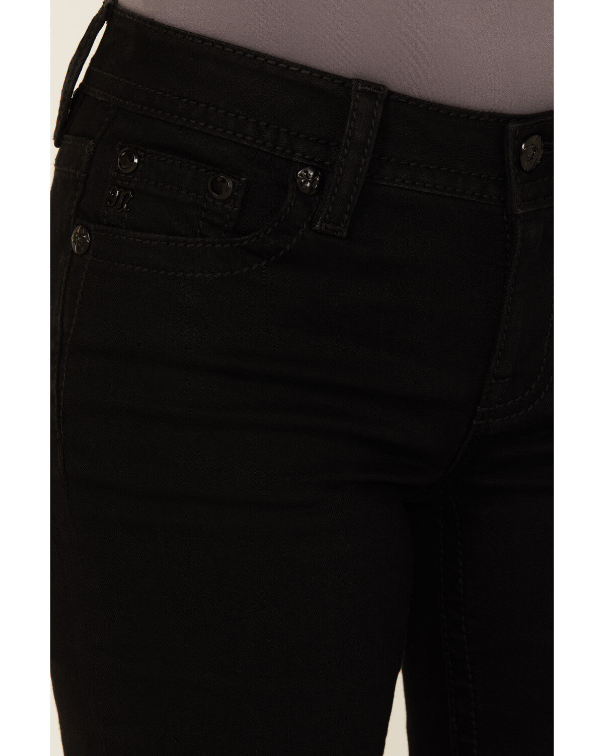 Image #4 - Miss Me Women's Wing Embroidered Mid Rise Bootcut Stretch Denim Jeans, Black, hi-res