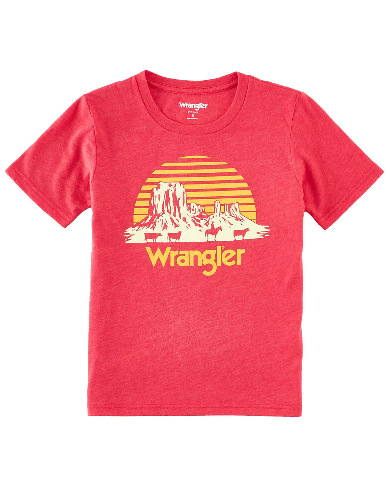 Wrangler Boys' Western Front Red Heather Graphic T-Shirt, Red, hi-res