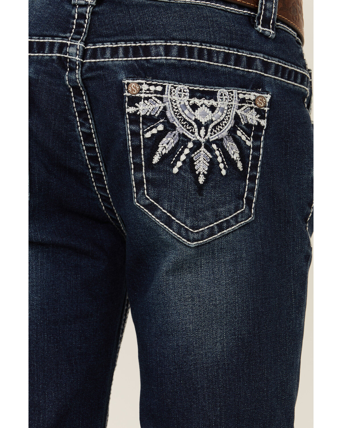 Image #4 - Shyanne Little Girls' Southwestern Dreamcatcher Pocket Bootcut Jeans, Blue, hi-res