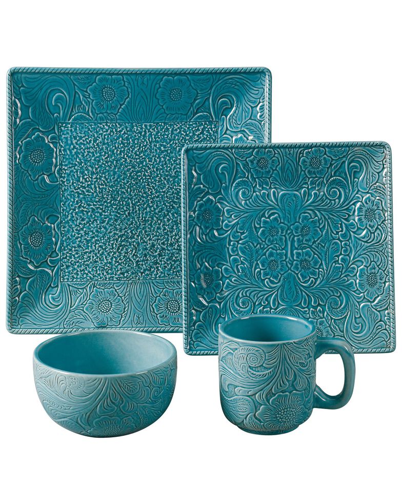 HiEnd Accents Savannah Turquoise Dinnerware Set, Turquoise, hi-res