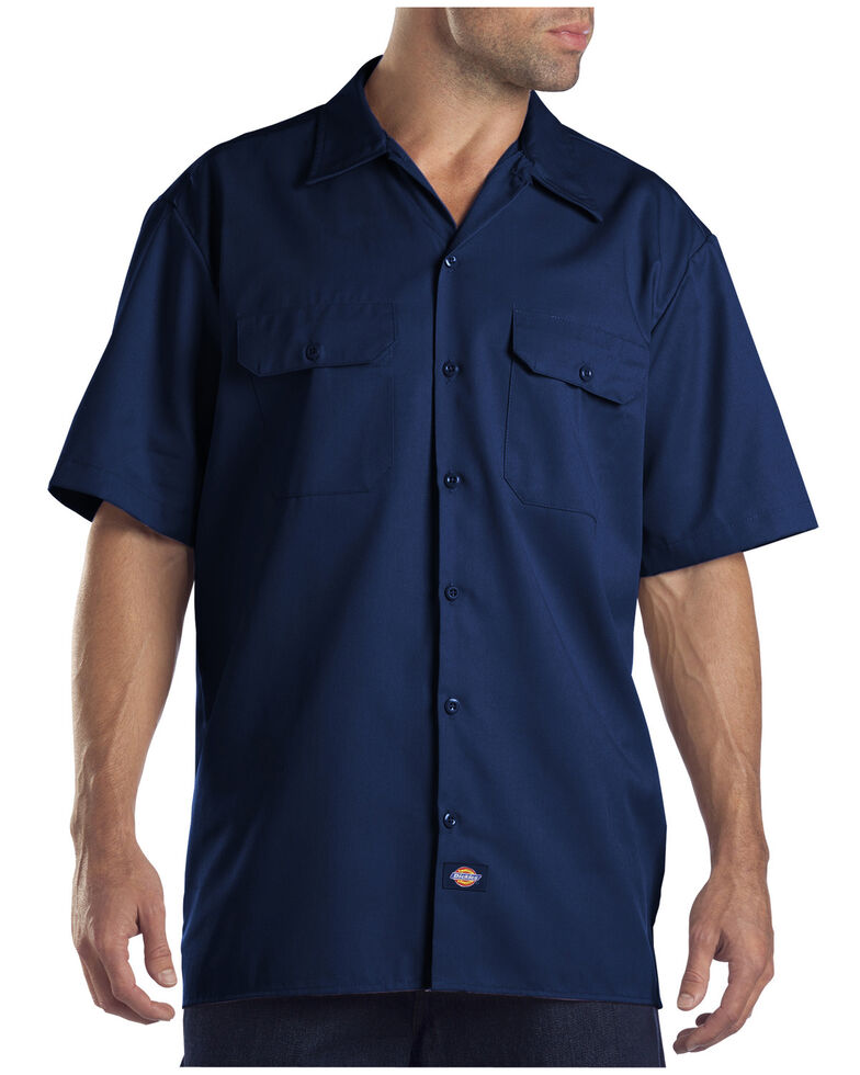 Dickies Short Sleeve Twill Work Shirt - Big & Tall-Folded, Dark Blue, hi-res