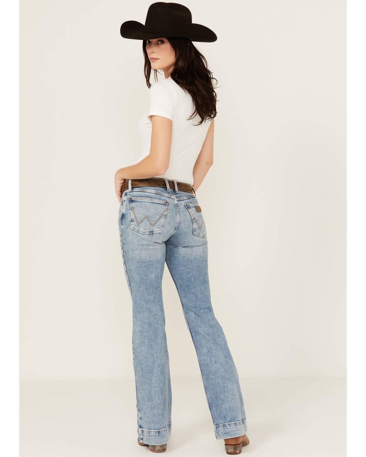 Image #3 - Wrangler Retro Women's Kacey Medium Wash Mid Rise Mae Wide Leg Trouser Stretch Denim Jeans, Medium Wash, hi-res