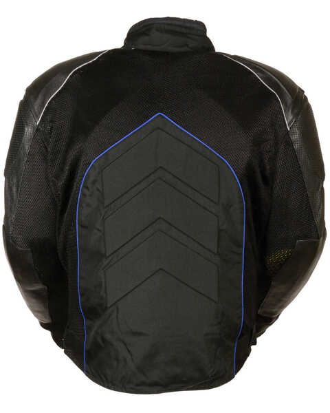 Image #3 - Milwaukee Leather Men's Combo Leather Textile Mesh Racer Jacket - 3X, Black/blue, hi-res