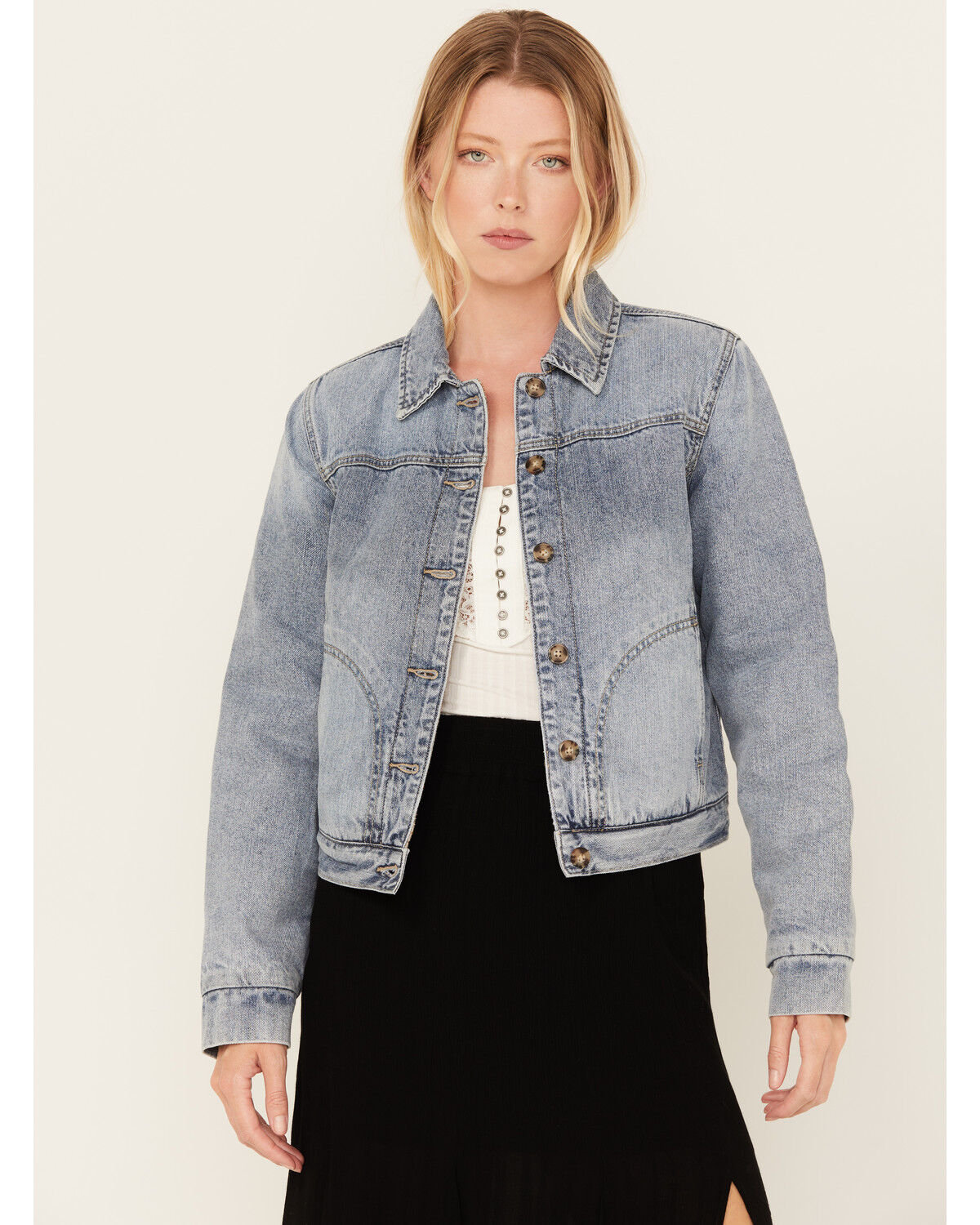 Image #1 - Idyllwind Women's Barton Reversible Denim Blanket Jacket, Light Wash, hi-res