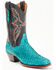 Image #1 - Dan Post Women's Exotic Seabass Skin Western Boots - Square Toe, Black/turquoise, hi-res