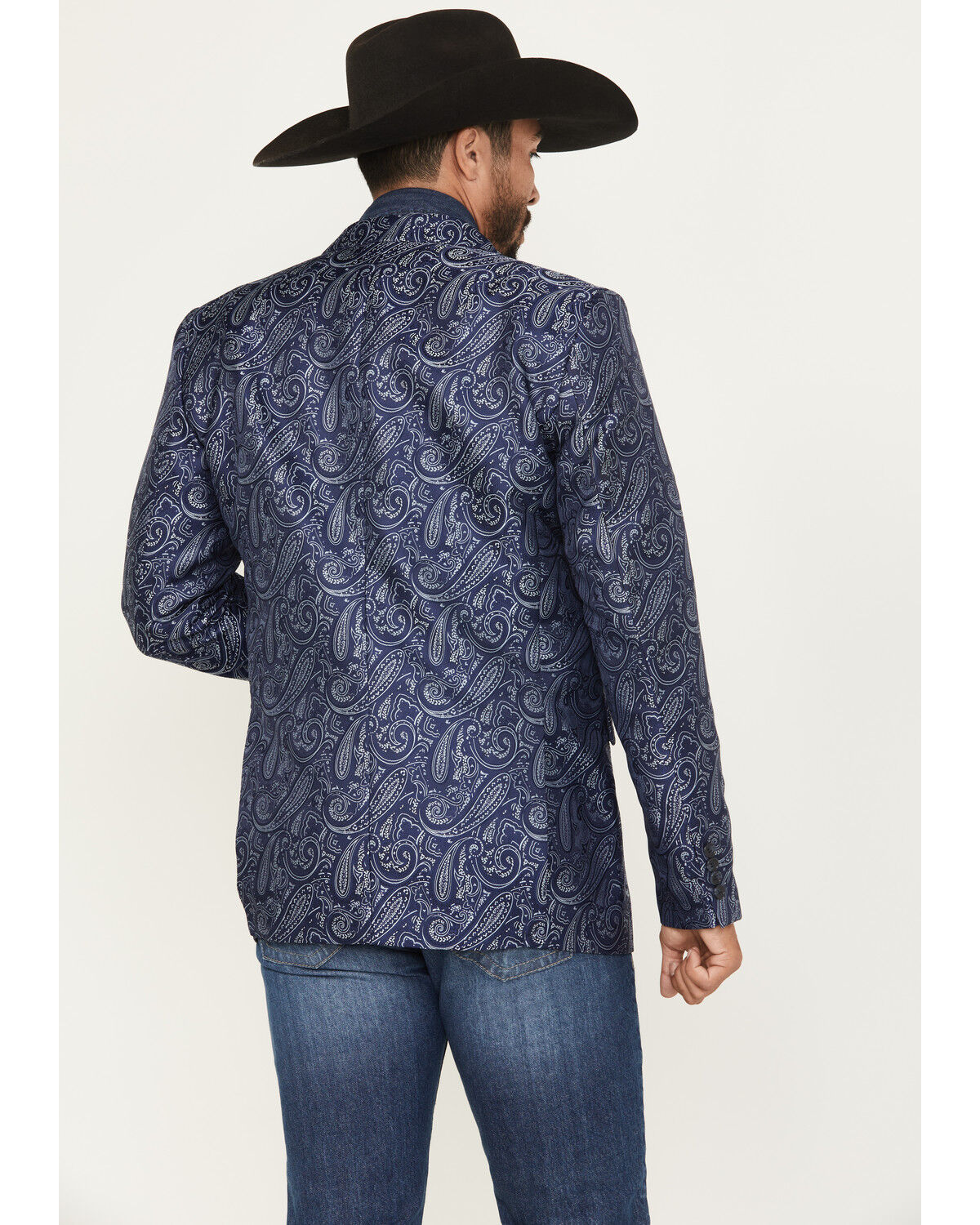 Image #4 - Panhandle Men's Paisley Print Slim Sportcoat, Indigo, hi-res