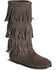 Image #1 - Minnetonka Women's Tall Fringed Boots - Round Toe, Grey, hi-res