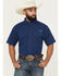 Image #1 - Ariat Men's 360 Solid Short Sleeve Button-Down Performance Shirt, Dark Blue, hi-res