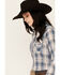 Image #2 - Roper Women's Plaid Print Long Sleeve Snap Western Shirt, Blue, hi-res