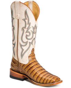 Macie Bean Women's Slick Rikki Western Boots - Wide Square Toe, Cream/brown, hi-res
