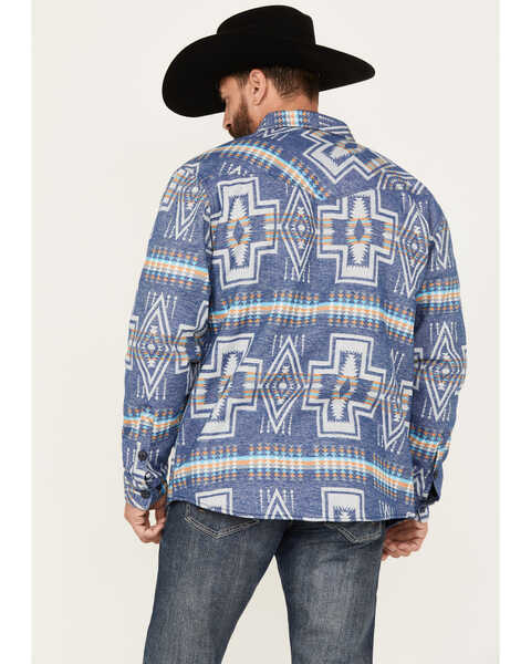 Image #4 - Cody James Men's Southwestern Print Rider Shirt Jacket, Navy, hi-res