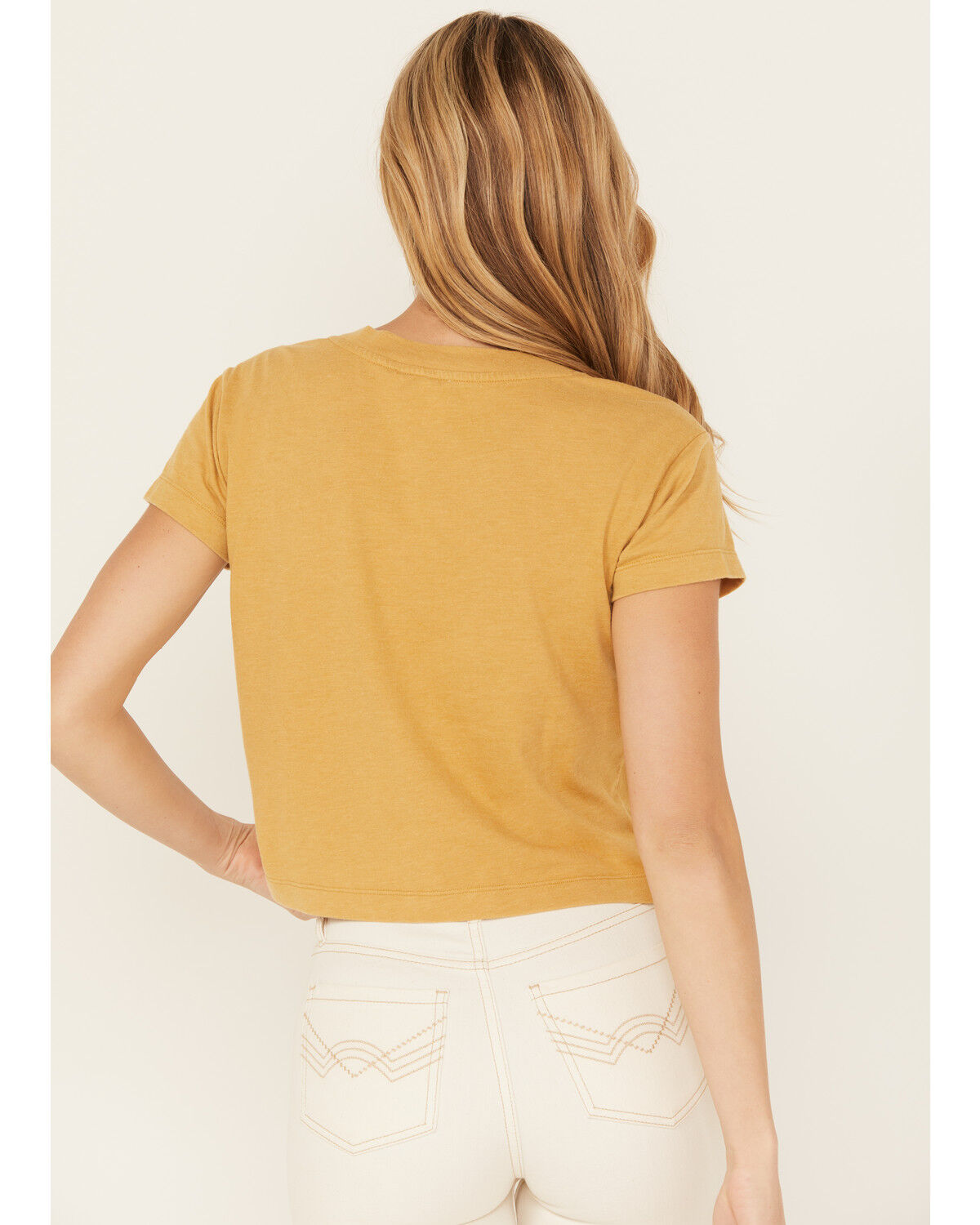 Image #4 - Wild Crow Women's Wild Birds Grommet Short Sleeve Graphic Tee, Mustard, hi-res