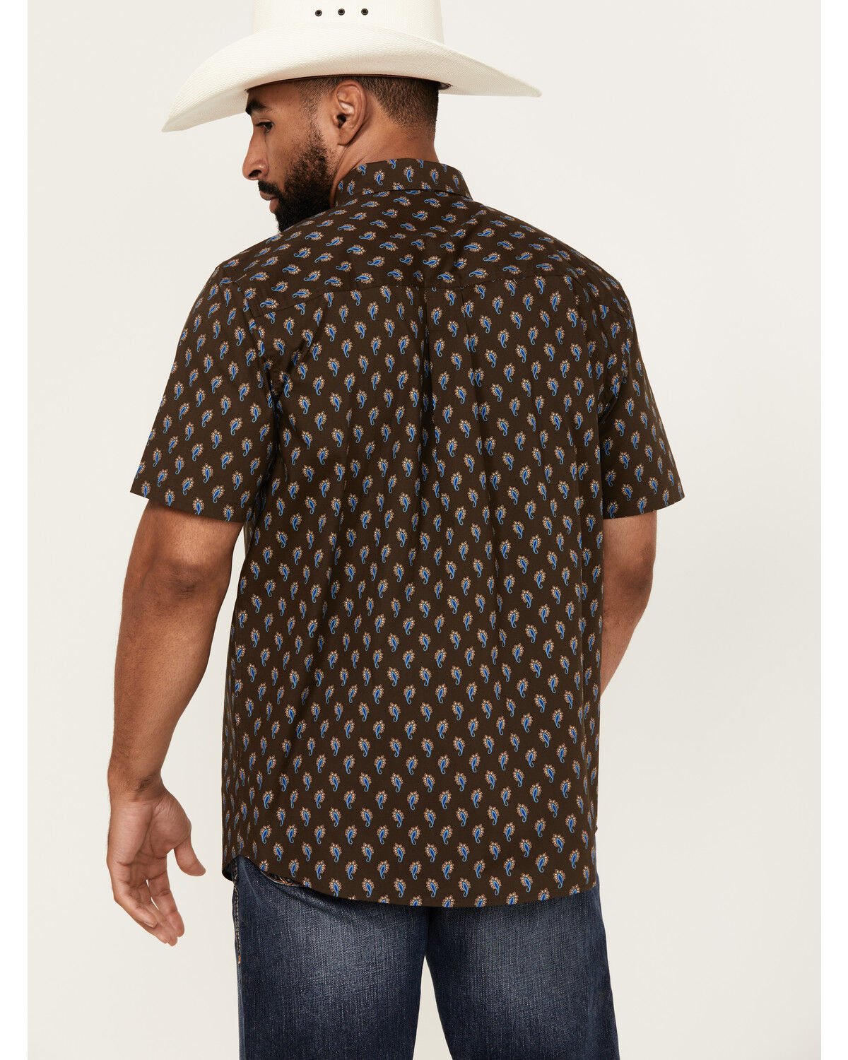 Image #4 - Cody James Men's Lampshade Paisley Print Short Sleeve Button-Down Stretch Western Shirt, Brown, hi-res
